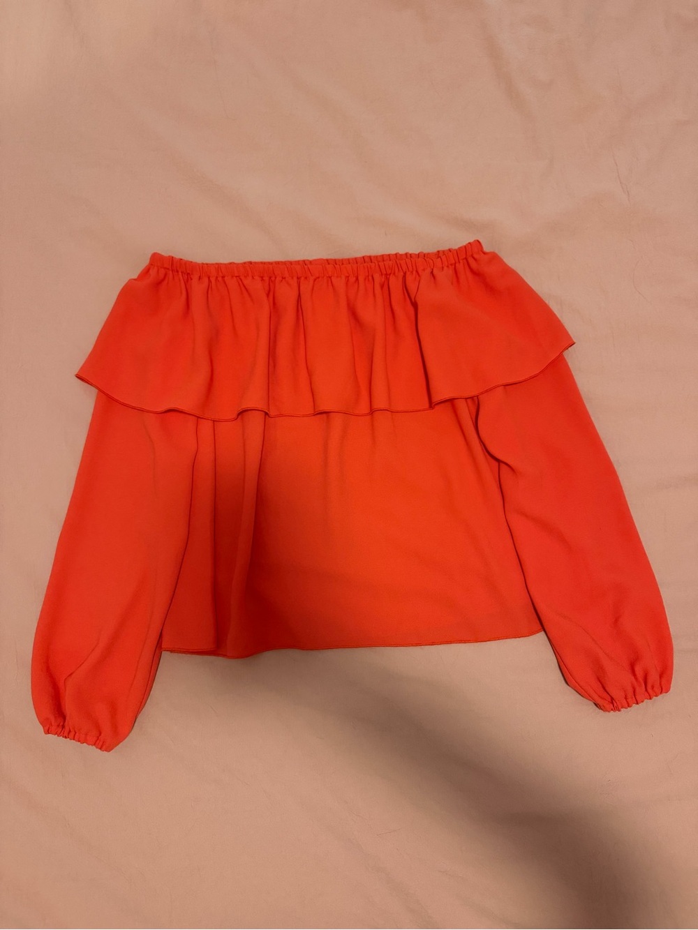 Wilfred Off-the-Shoulder Ruffle Crop Top - Orange-Red